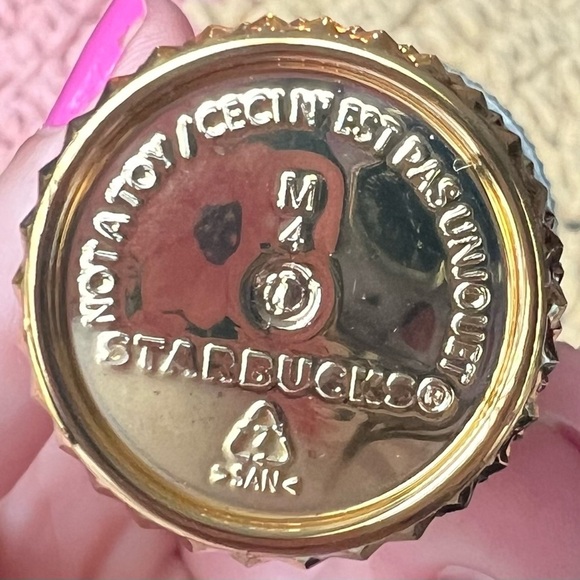 Starbucks Gold Metallic Cold Tumbler Mini Ornament Backpack Charm EUC! 🧋 - Picture 3 of 4